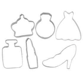 6 Pcs Ladies Cookie Cutters Perfume Shape Fondant Sugarcraft Pastry Bakeware Decoration High Heels Evening Dress