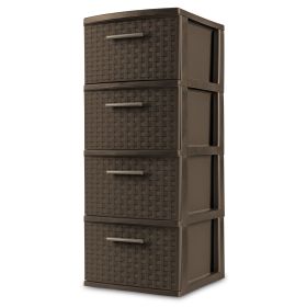 4 Drawer Weave Tower Plastic, Espresso